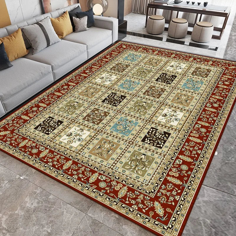 Retro Nordic Ethnic Style Flowers Carpet Living Room Sofa Bedroom Study Kitchen Entrance Rug Non-slip Light Luxury Decor Mat