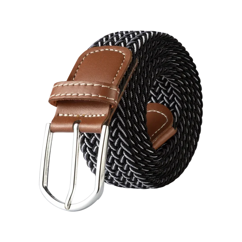 Black Female Casual Knitted Pin Buckle Men Belt Woven Canvas Elastic Expandable Braided Stretch Belts for Women Jeans Belts Belt