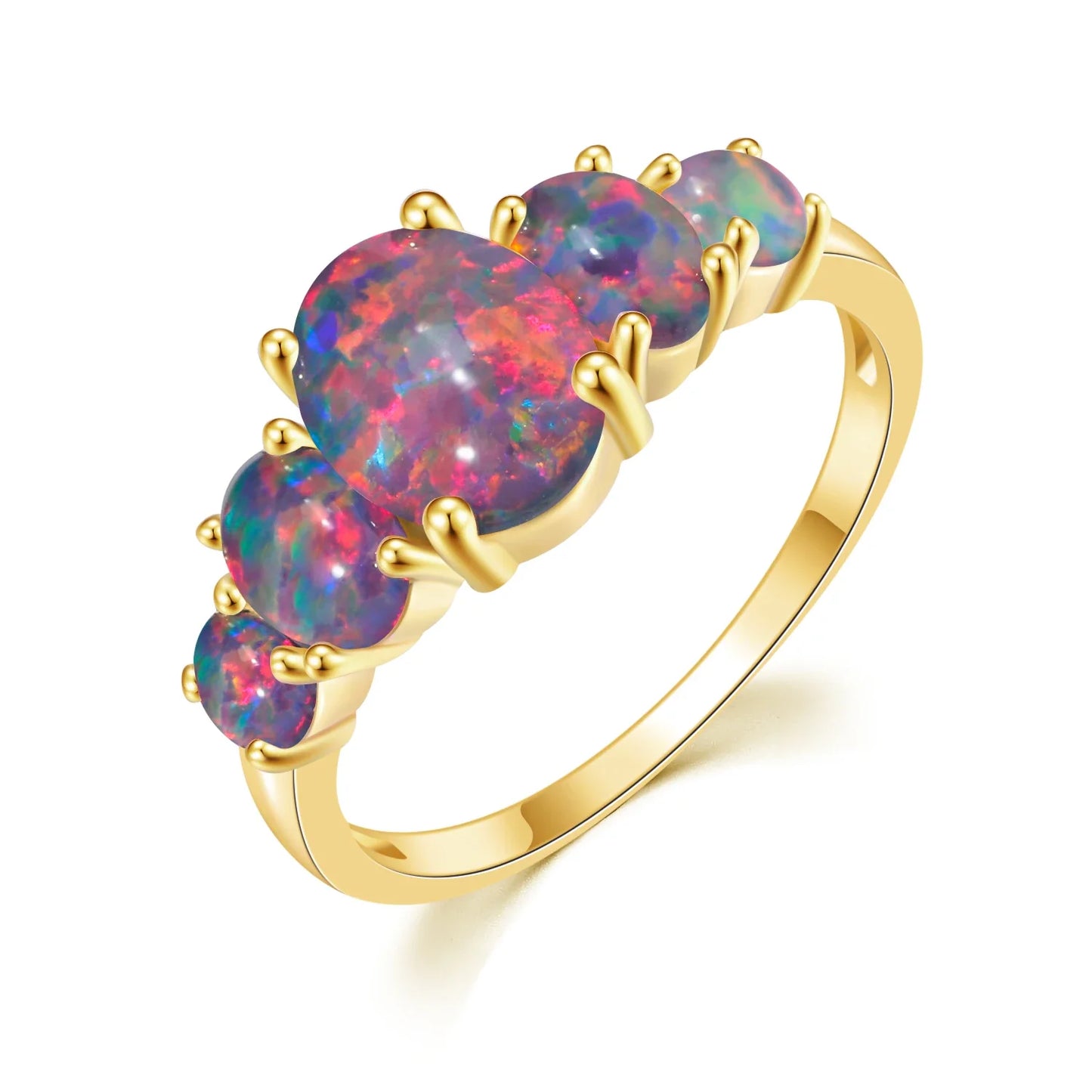 CiNily White & Orange & Blue Fire Opal Filled Rings With Round Stone Silver Plated Luxury Big Bohemia Boho Summer Jewelry Woman