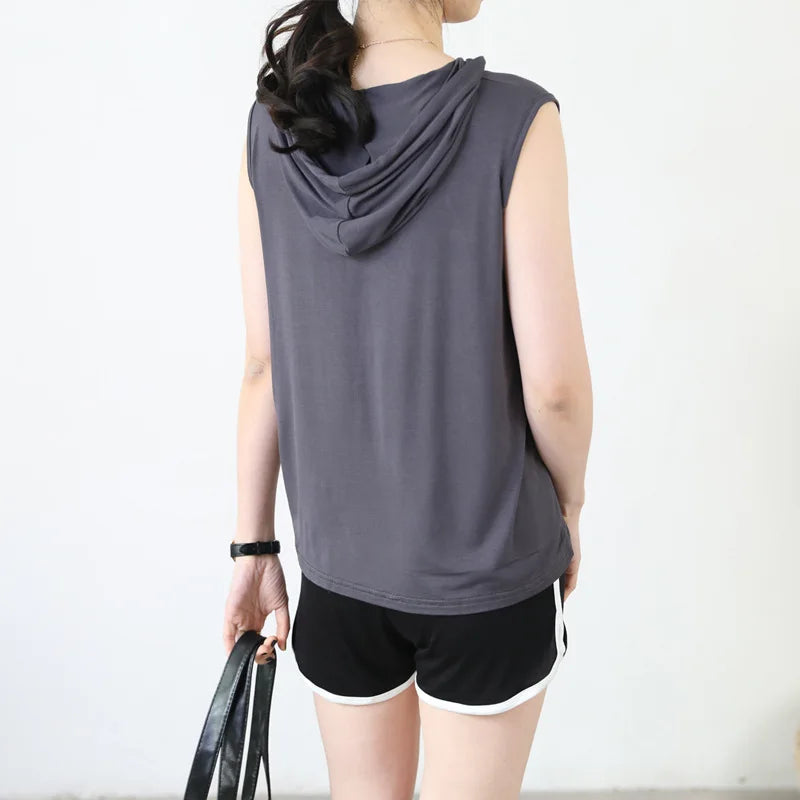 Women's Tank Tops Modal hoodies Tshirt sleeveless Loose Casual Tee Top Summer thin streetwear T-shirt