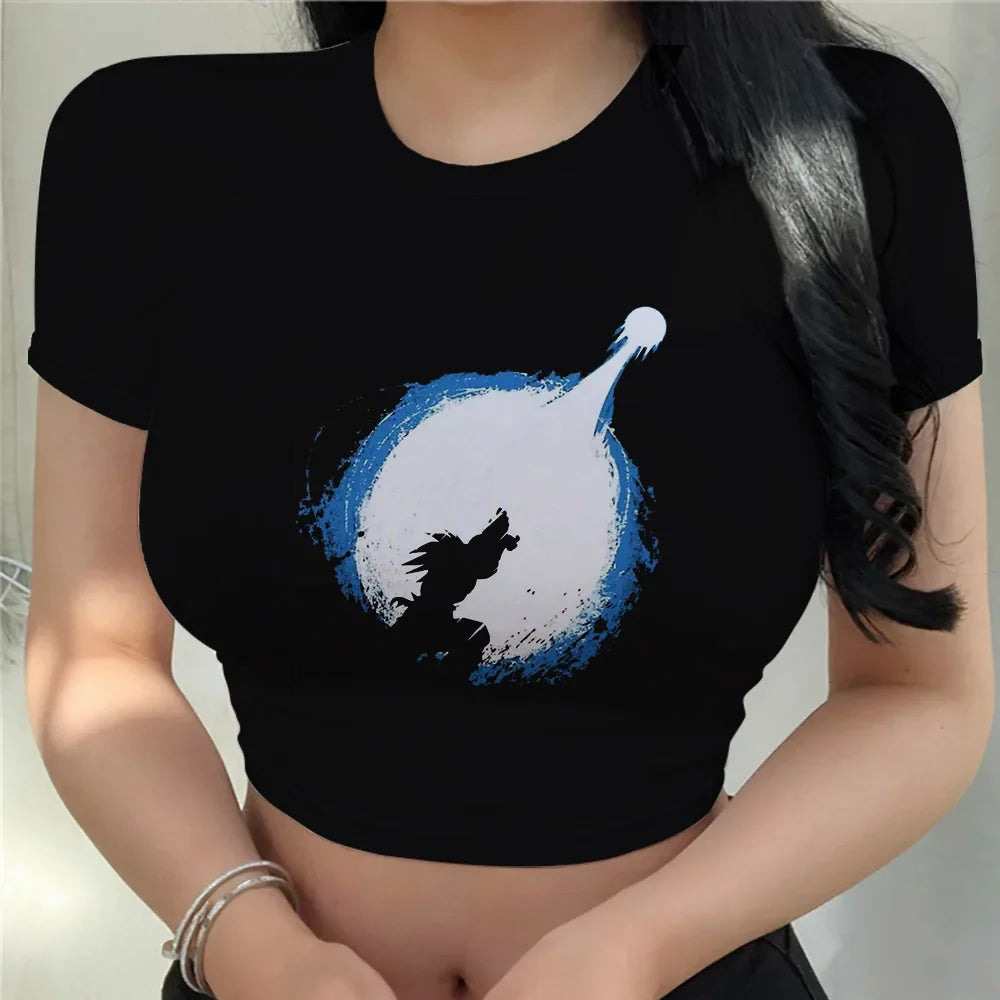 Crop Top Fashion Tops Harajuku Kawaii Clothes T-shir T Shirt Cool Goku Dragon Ball Z New Clothing Y2k Sexy Vegeta Anime Women Z