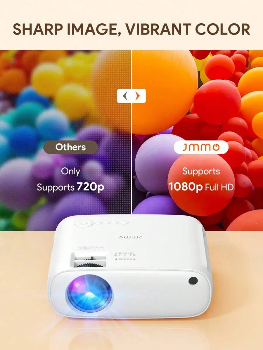Projector, wireless Wi-Fi projector, full HD 1080P portable projector, suitable for movie projection on iOS/Android phones/tablets/laptops/PCs/USB drives/DVDs