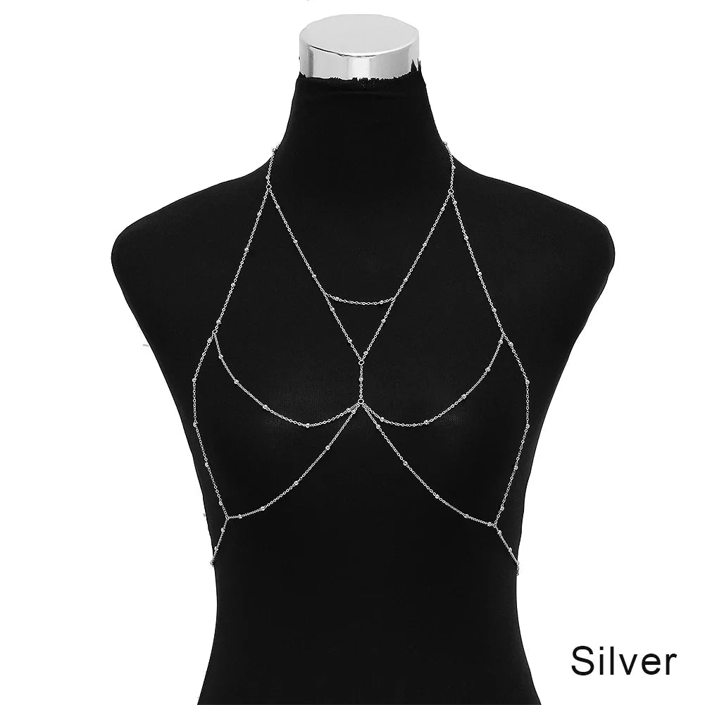Fashion Womens Sexy Sequins Bra Bikini Beach Harness Necklace Waist Belly Body Chain Fashion Jewelry #241361