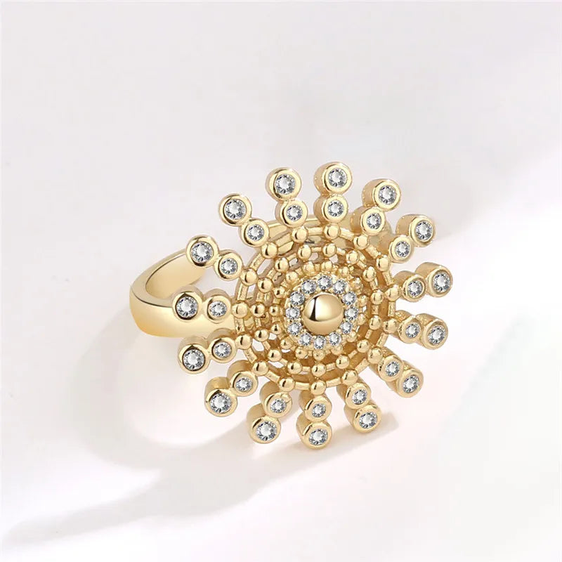 2023 Fashion Beads Anxiety Ring Fidget Spinner Rings Crystal Butterfly Flower Star Moon Ring Anti Stress Jewelry Gift