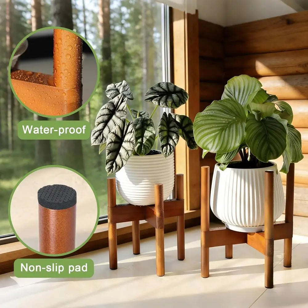 Indoor Wooden Plant Holder, Modern Tall Stand for 5-8 Inch Pots, Suitable for Living Room, Garden, and Balcony