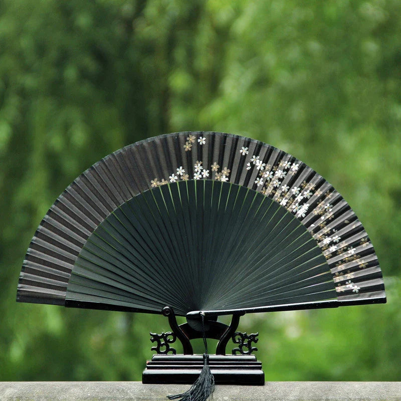 31 Styles Folding Fan Black Japeneses Ladies Silk Hand Fans High Quality Bamboo Crafts Wedding Dance Home Decor Ornament