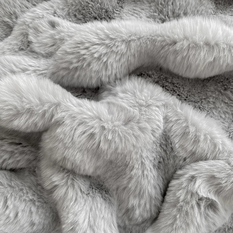 2pcs Fluffy Plush Pillowcase 48x74cm Winter Warm Thickness Soft Rabbit Fleece.