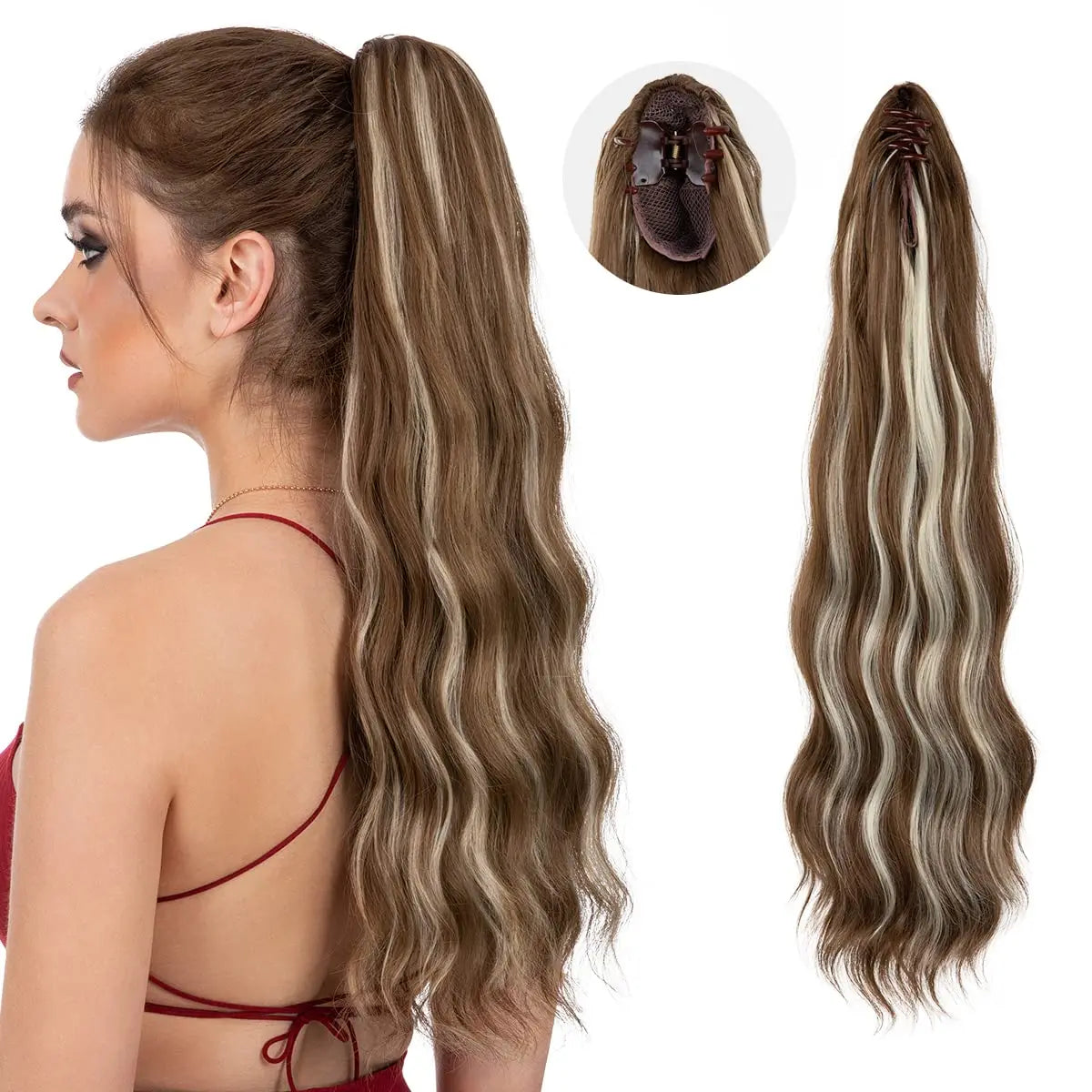 Ponytail Extension Claw Clip Hair Extensions Short Claw Ponytail Wavy Curly Clip In Ponytails Hairpiece for Women Christmas