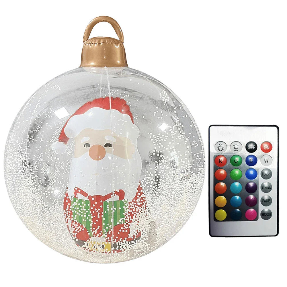 60cm PVC Inflatable Christmas Balls Toys Light Up Giant Christmas Inflatable Ball Xmas Tree Ornaments Christmas Decoration 2024