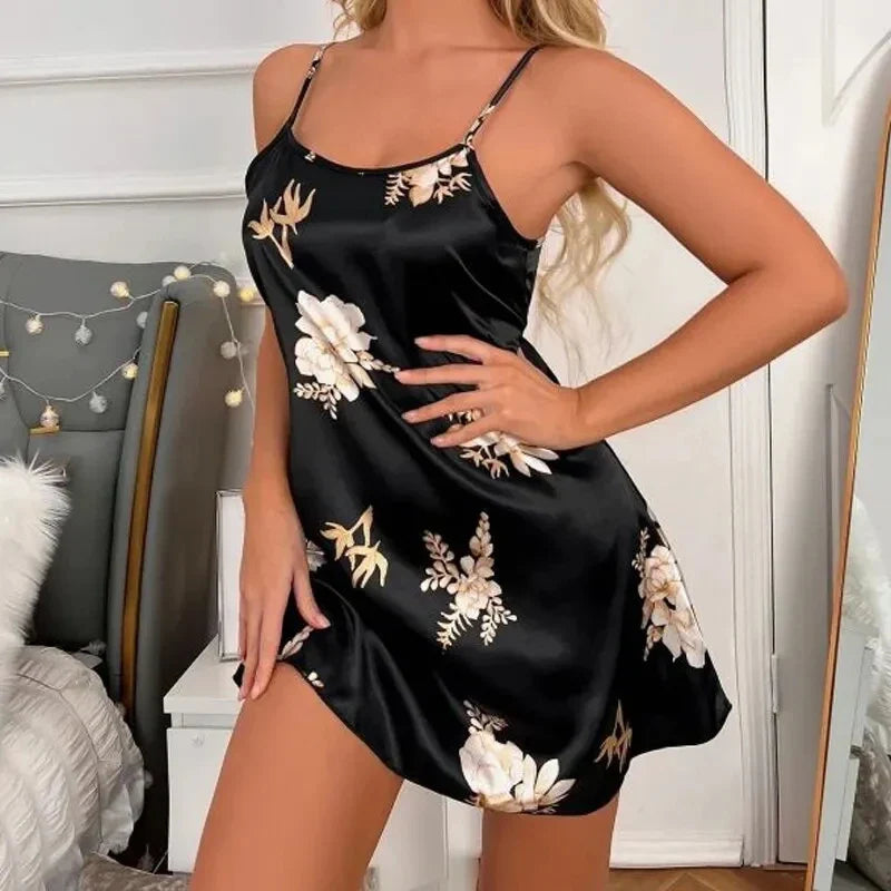 Women Nightwear Clothes Sexy Black Nightdress For Woman