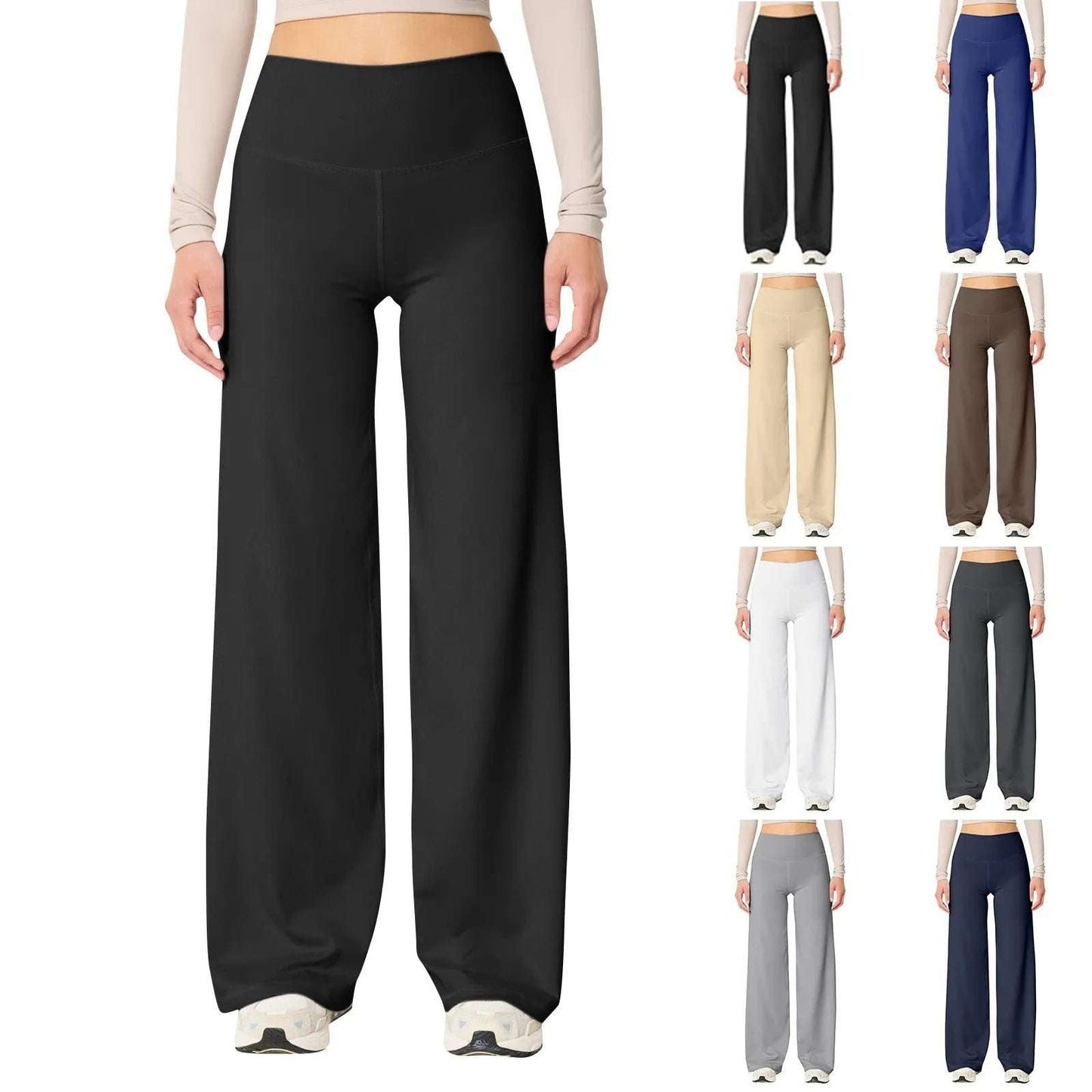 Casual Clothes Yoga Pants For Women High Waist Workout Leggings Stretchy Pants With Pockets Solid Soft Sweatpants For Women