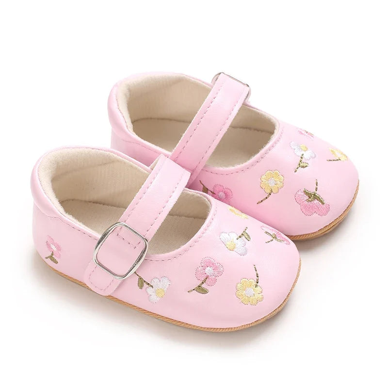 0-1Year Baby Shoes Infant Pre-Walker Shoes Girls Princess Bow Shoes Cute Breathable Flower Soft Sole Casual Sports Footwear