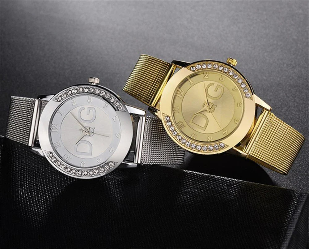 Luxury Brand Women's watches With Diamonds Simple Digital Design Ladies' Quartz Watch Casual Gold Mesh Belt Women Clock Strap