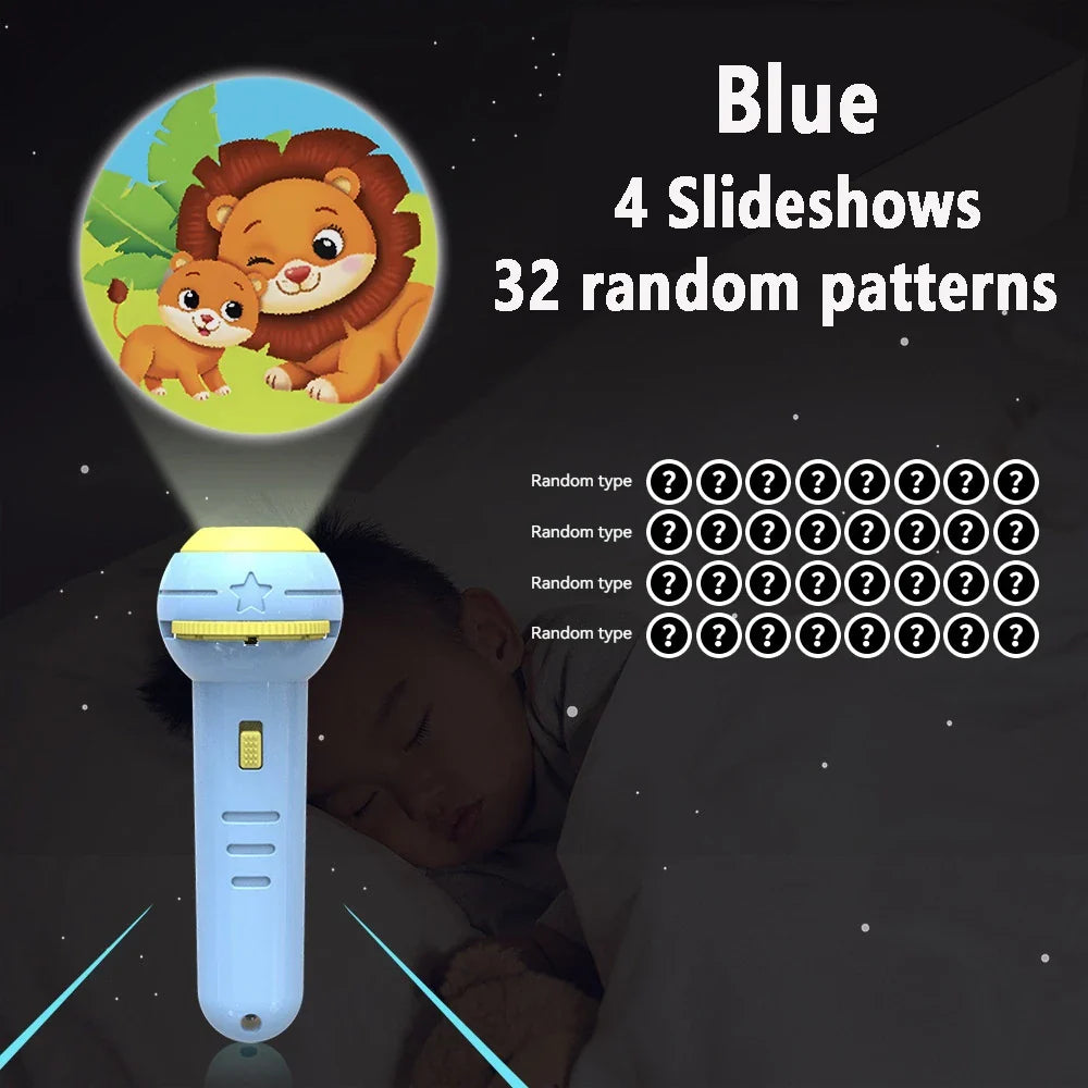 Flashlight Projector Torch Lamp Toy Early Education Cognition Before Bedtime Story Book Puzzle Toys Sleeping Story Book