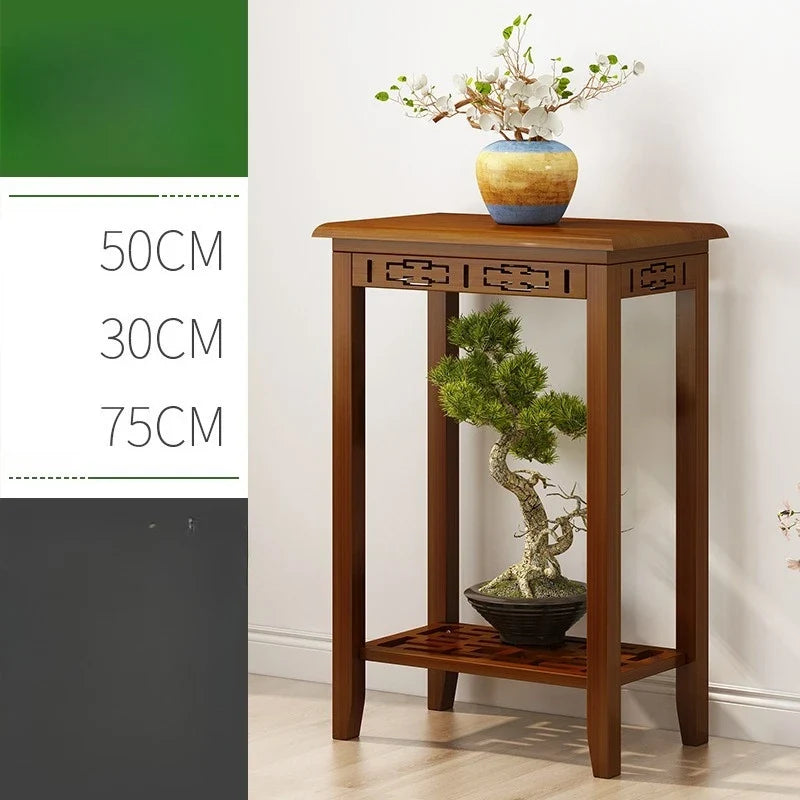 Balcony Floor Standing Bonsai Base, Living Room Sofa Side Indoor Office Plant Shelf Chinese Display Stands