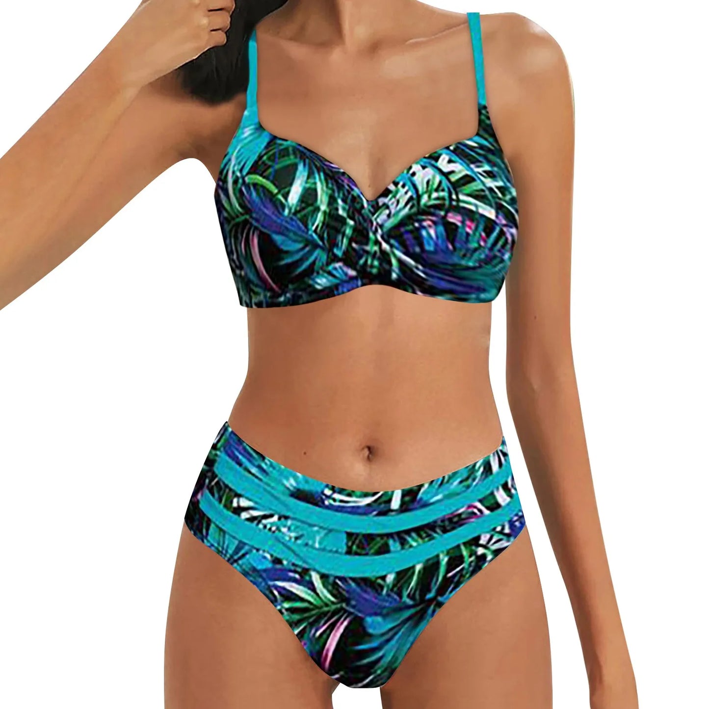 Women'S Push Up Print Bikini New European American Models Sling Underwear Vest Swimwear Beach Pool Bather Two-Piece Swimsuit