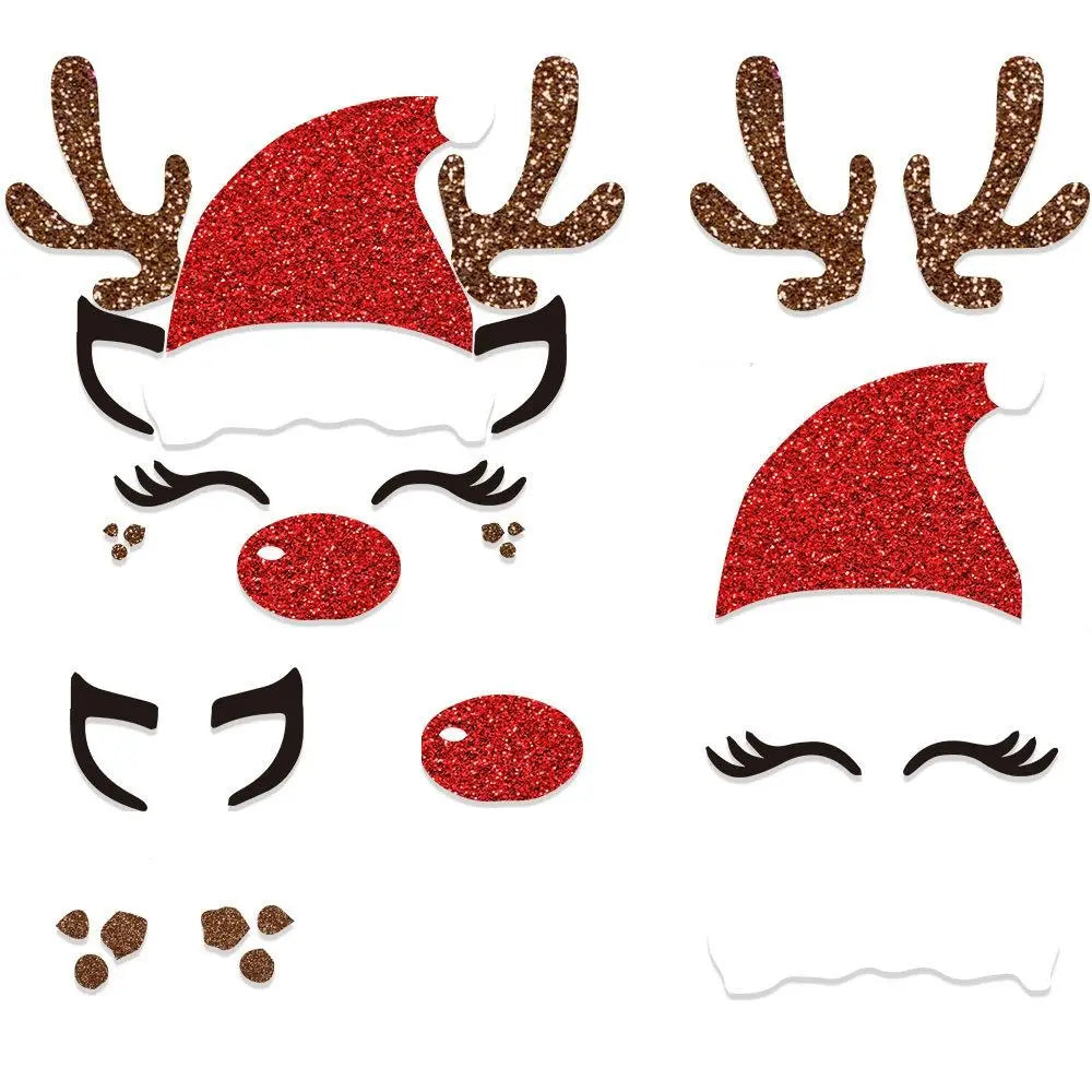 2 Set Cartoon Christmas Felt Door Sticker Funny Elk Christmas Tree Snowman Santa Claus Window Sticker Exquisite
