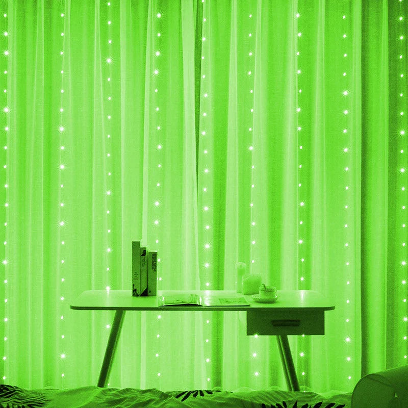 2024 Christmas Home Bedroom Decorations USB Curtain LED String Lights Remote Control New Year 2025 Xmas Party Decor Noel Navidad