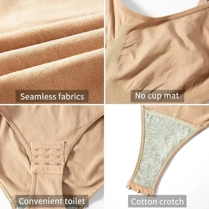 1 Piece Solid Seamless Brief Shaping Shapewear Bodysuit, Tummy Control Butt Lifting Women's Underwear.