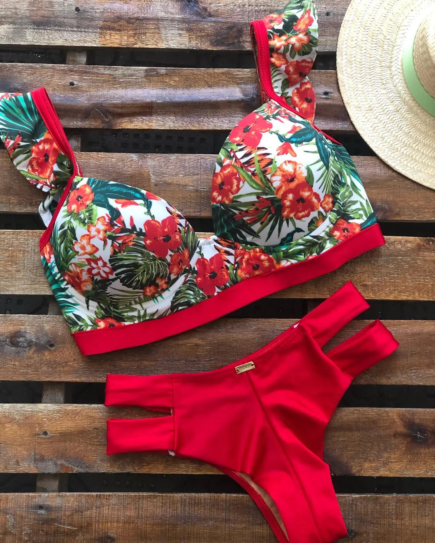 New Push Up Bikinis Sets Sexy Women's Swimsuit  Vintage Chest Pad Swimwear Printed Feminine Bikini Patchwork Bathing Suit