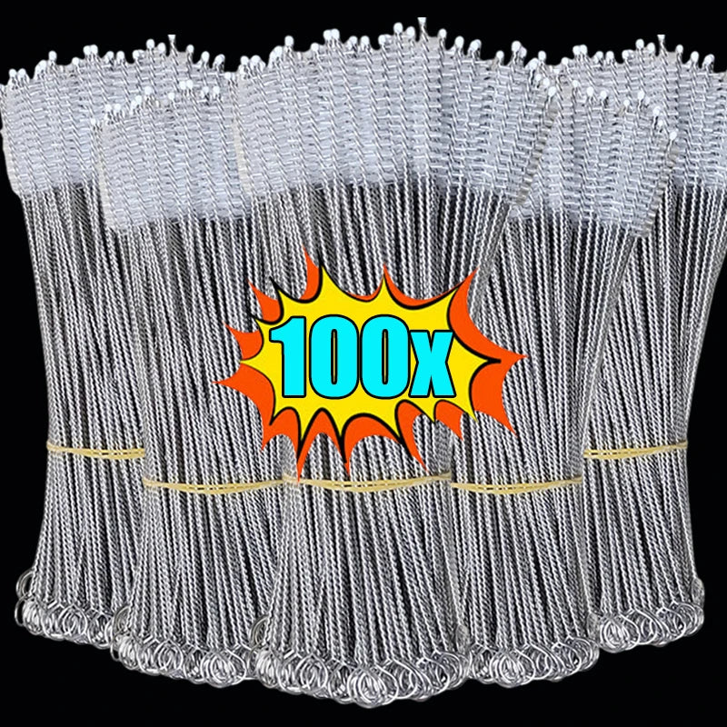 100-1PCS Straw Cleaning Brush Reusable Tube Pipe Cleaner Stainless Steel Nylon Long Drinking Straws Brushes For Baby Cup Bottles