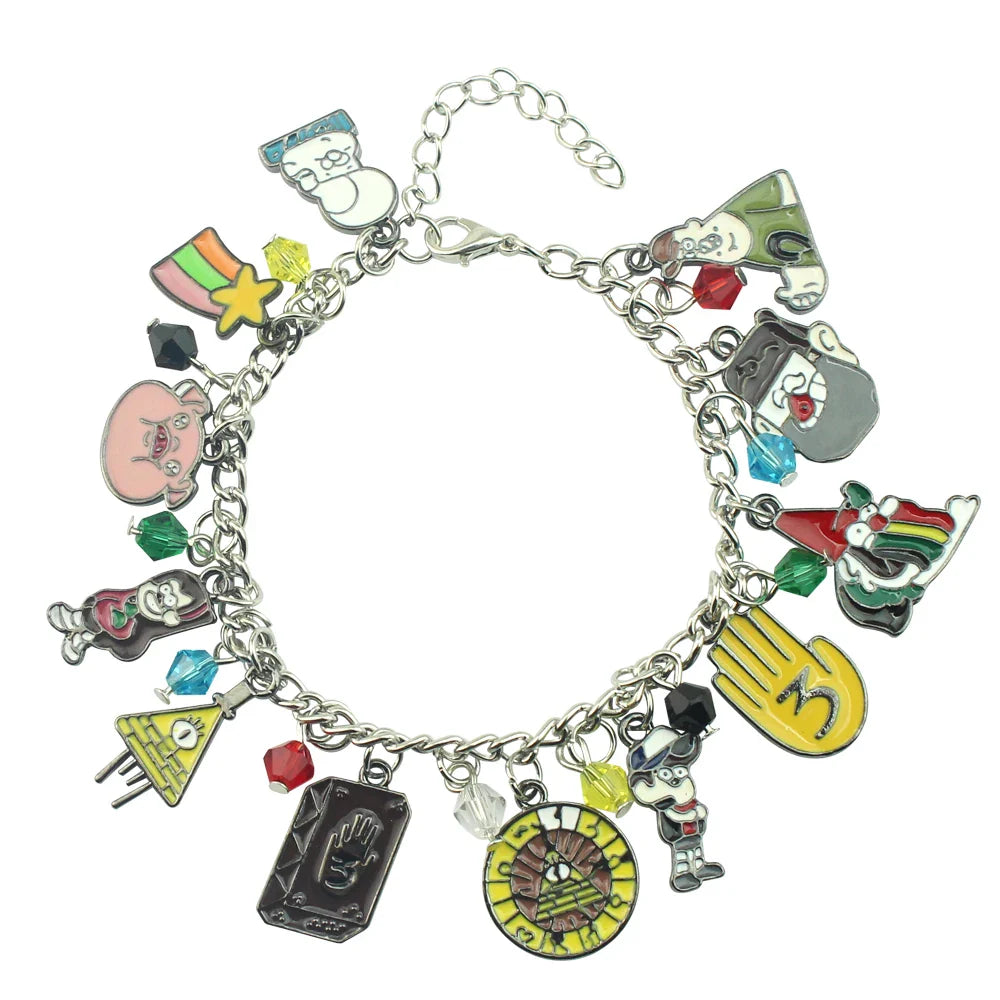 Adventure Animation Gravity Falls Enamel Charm Bracelet Comedy Anime Cartoon Metal Jewellery Accessory Children Gifts