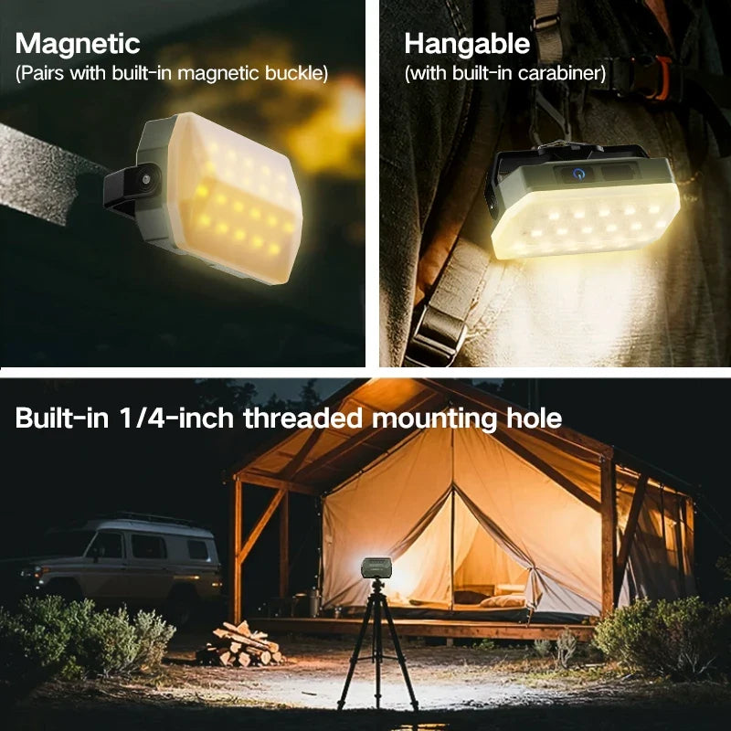 Portable Outdoor Camping Lights, Rechargeable Work & Atmosphere Hanging Lights, Long-Range LED Tent Lighting