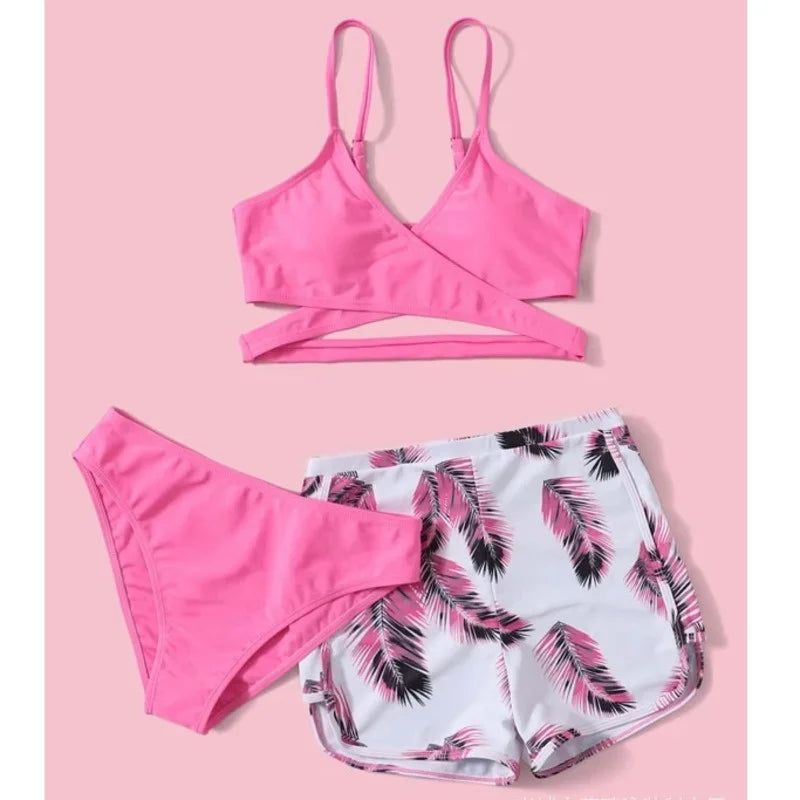 New Sexy Three-Piece Bikinis 2024 Women's Swimwear Push Up Female Swimsuit Swimming Bathing Suits Brazilian Bikini Set Beachwear