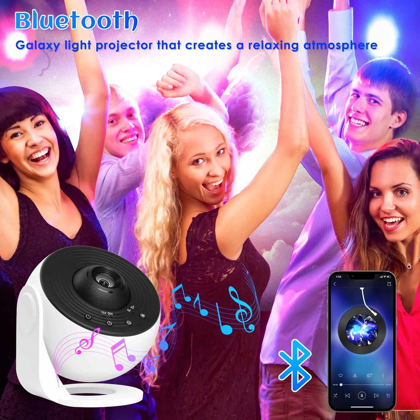 Galaxy Projector for Bedroom Pro Version HD 12 in 1 Film Discs Star Projector Galaxy Light Planetarium Projector with Timer White Noise 360 ° Rotation Bluetooth Remote Control