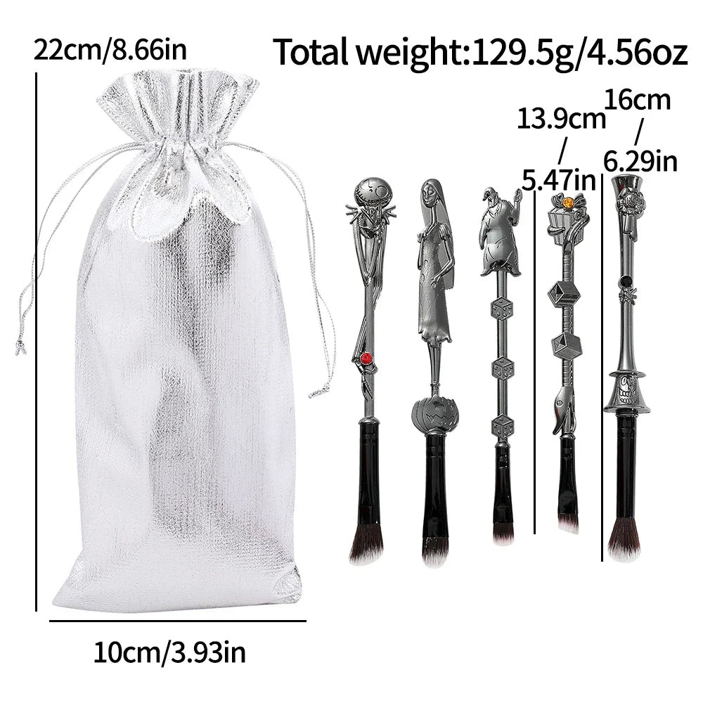 5pcs/set The Nightmare Before Christmas Makeup Brushes Movie Makeup Brush Set for Women Girls Halloween Gift Anime Makeup