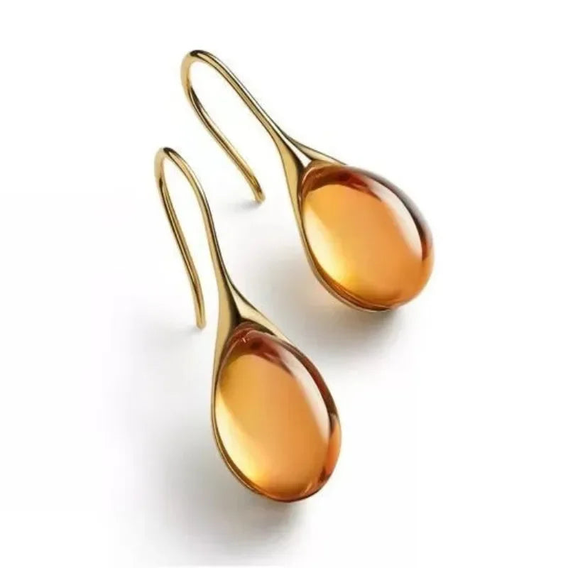 New color inlaid water drop glass stone earrings with exaggerated personality for women's jewelry