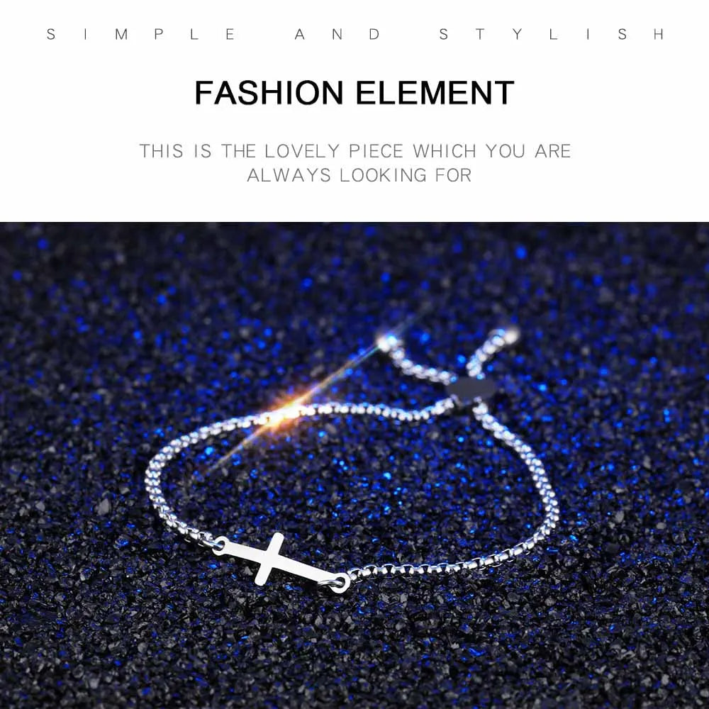 Lokaer Simple Student Cross Bracelet Friendship Jewelry Birthday Gifts Stainless Steel Women's Charm Bracelet Box Chain B17097