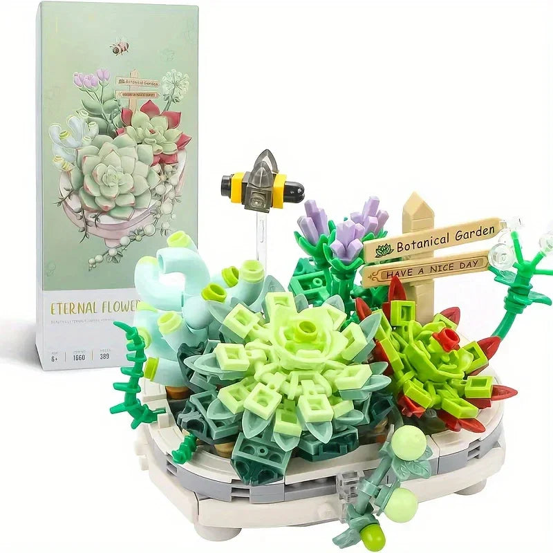 Mini Plant Bonsai Building Block Flower Plant Cherry Blossom Tree Potted Bouquet Model Bricks Home Decoration Toy For Kids Gifts