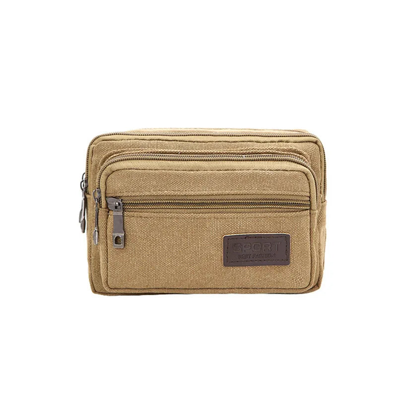 New 4-Zipper Pocket Men Waist Bag  Durable Hiking Belt.