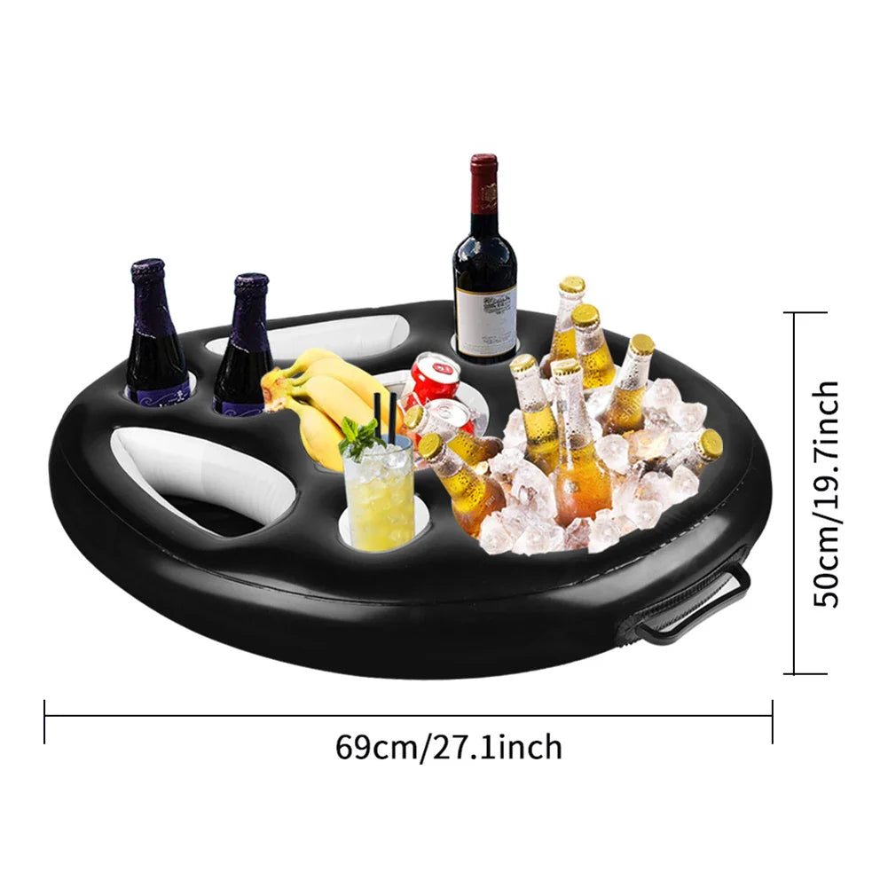 Summer Party Bucket Cup Holder Inflatable Swimming Pool Float Beer DrinkHolder Multifunctional Table Tray Beach Pool Accessories