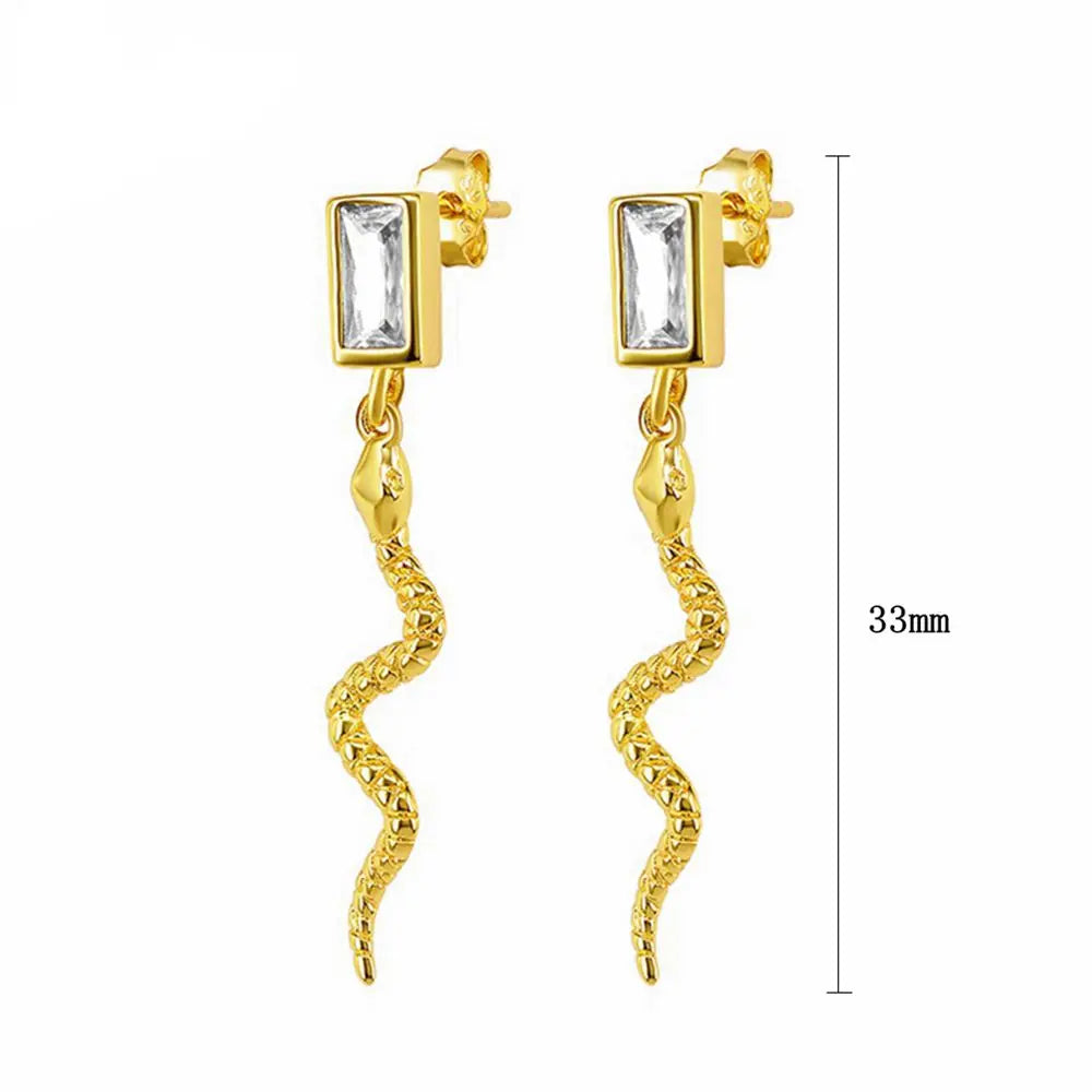 925 Sterling Silver Needle Pave Crystal Snake Type Stud Earrings for Women Simple Cute Animal Earrings Fashion Delicate Jewelry
