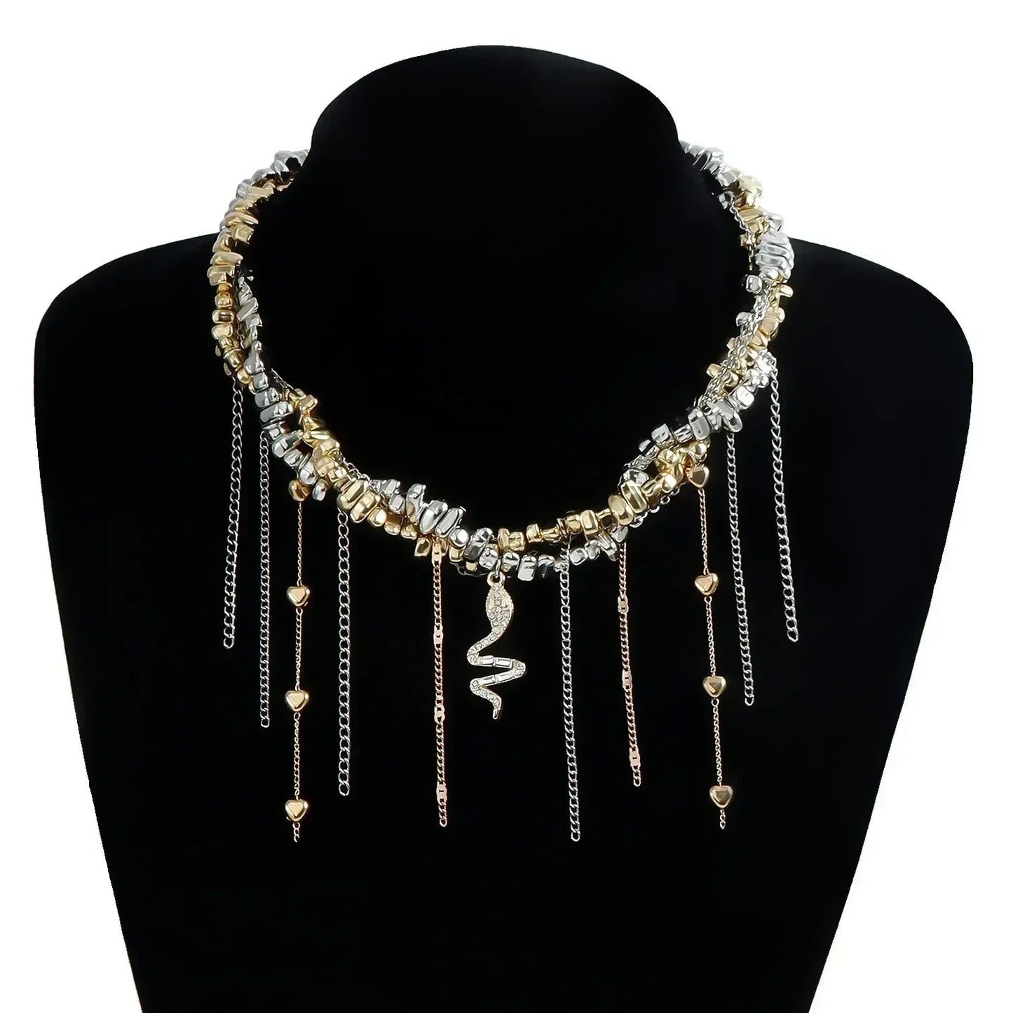 Fashion Heart Beaded Necklace for Women Boho Elegant Irregular Crystal Chain Y2K Choker Exquisite Party Gift Jewelry Accessories