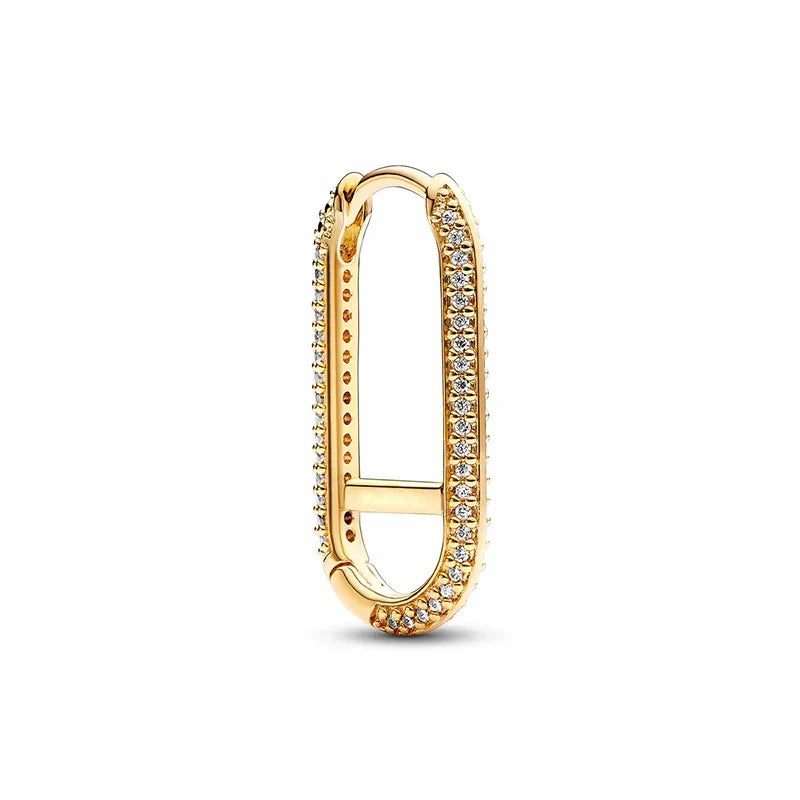 New 24K Gold Plated Pavé Heart Hoop Earring Huggie Hoop Earring 925 Silver Charm Hoop Earring Fine Jewelry Women DIY