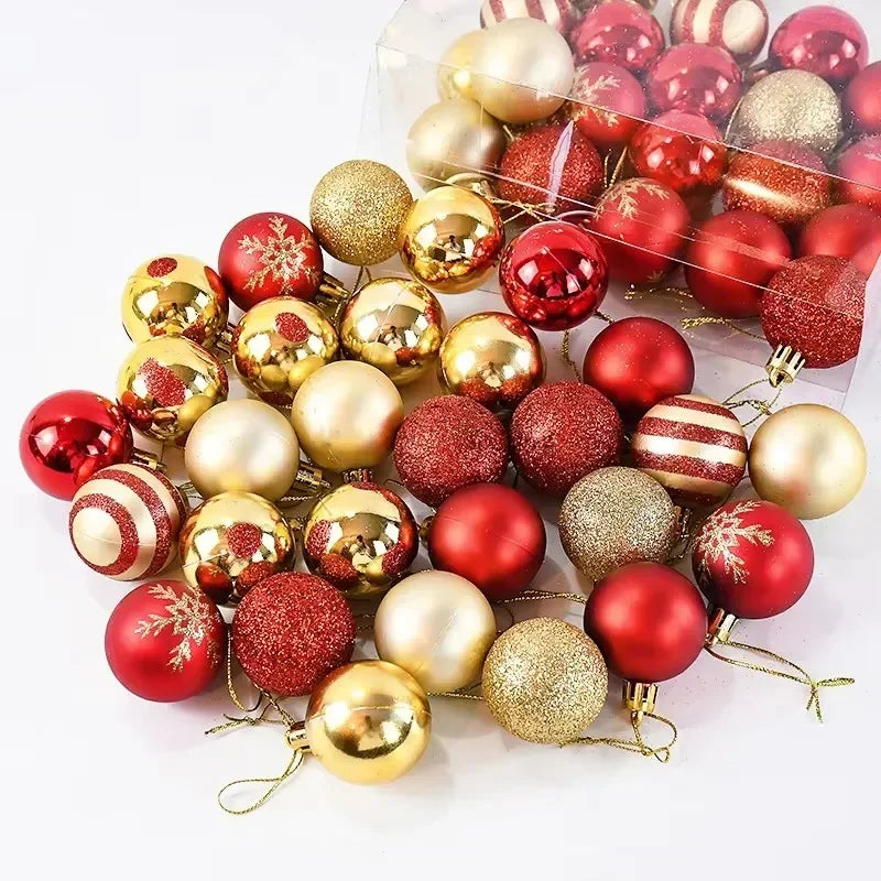 50Pcs/box 4cm Christmas Balls Ornament Xmas Tree Hanging Bauble Pendant Christmas Decoration for Home 2025 New Year Gifts