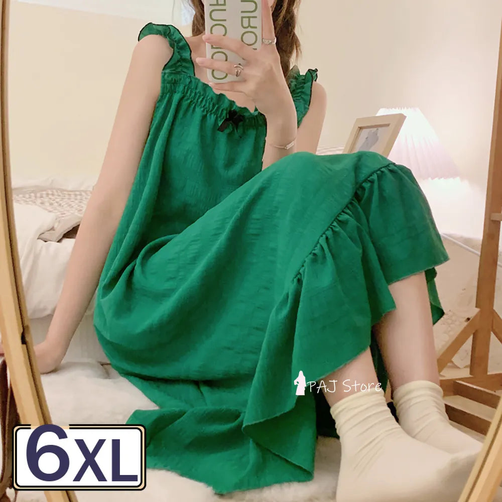 Night Gown for Women Nighty for Ladies Sexy Women Pajamas Large Sizes Dress for Fat Kawail Girl Woven Slip Dress for Summer 6XL