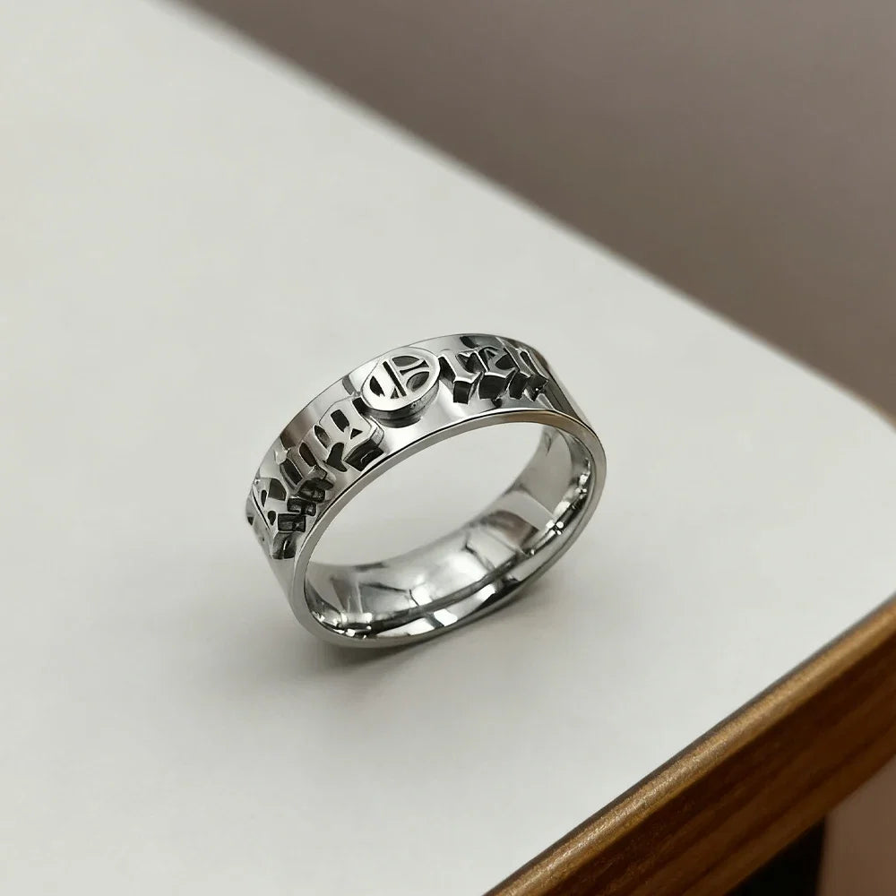 Custom Silver Men's Ring Chunky Gothic Rings Old English Personalized Luxury Name Ring Stainless Steel Jewelry Boyfriend Gift