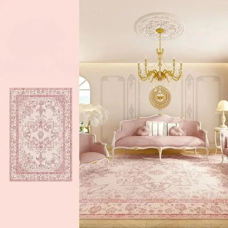 Pink Living Room Carpet Light Luxury High-end Persian, Bedroom Bedside Rug.