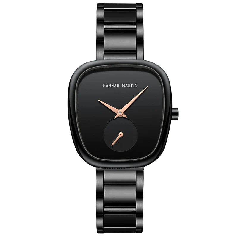 2023 New Women's Quartz Wristwatch 34mm Wine Barrel Rose Gold Black Stopwatch Fashionable Minimalist Style Oval Women's Watches