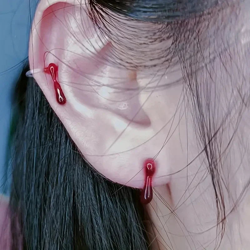 1pc Dripping Blood Stud Earrings Goth Party Clip Cartilage Earring Jewelry Creative Gift