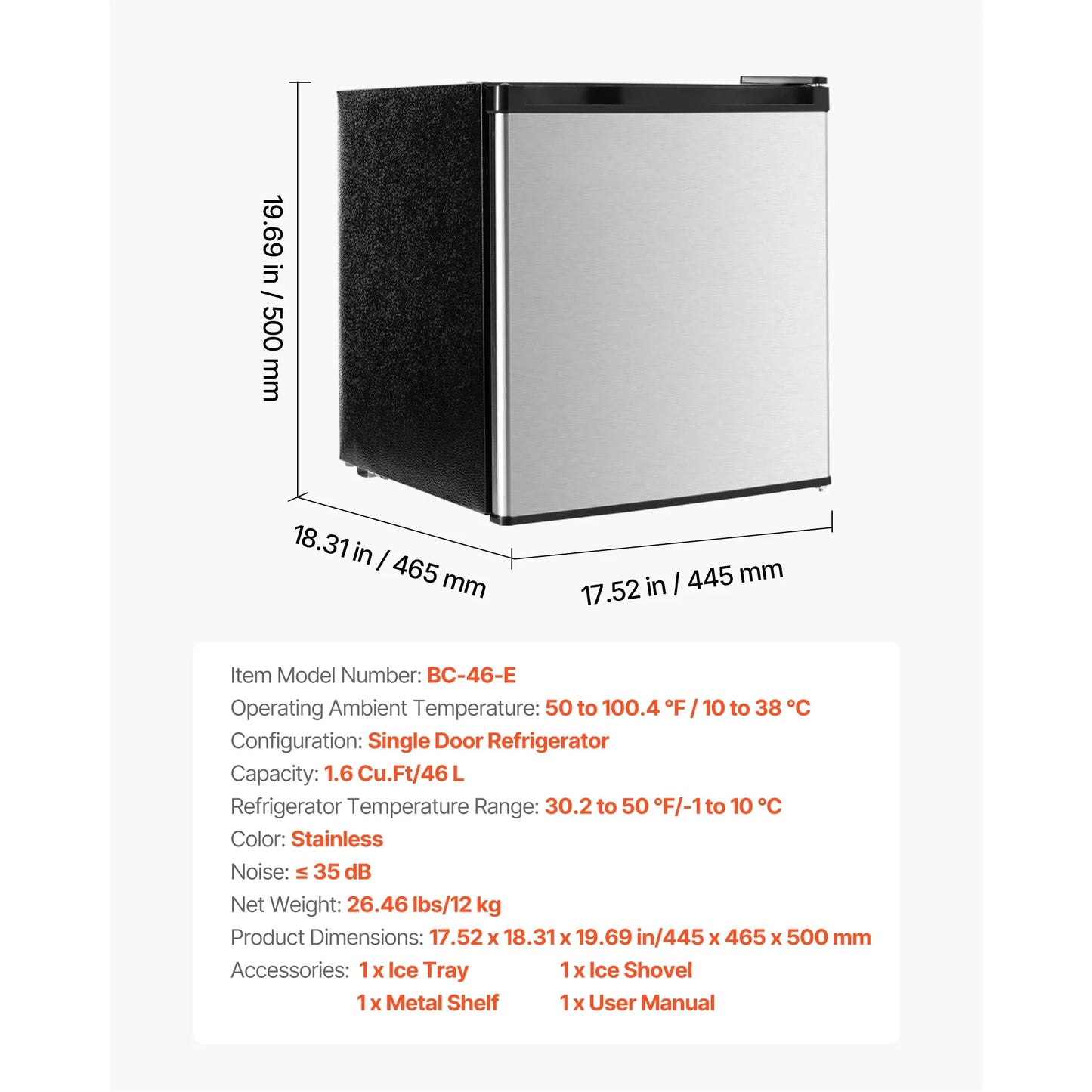 SucceBuy Mini Fridge Single Door Compact Refrigerator Adjustable Temperature Energy Efficient Small Refrigerator for BedroomDorm