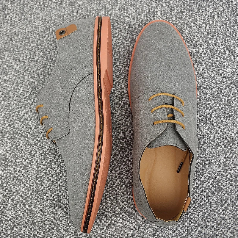 2024 Spring Suede Leather Men Shoes, Oxford Casual Shoes Classic Sneakers Comfortable Footwear.