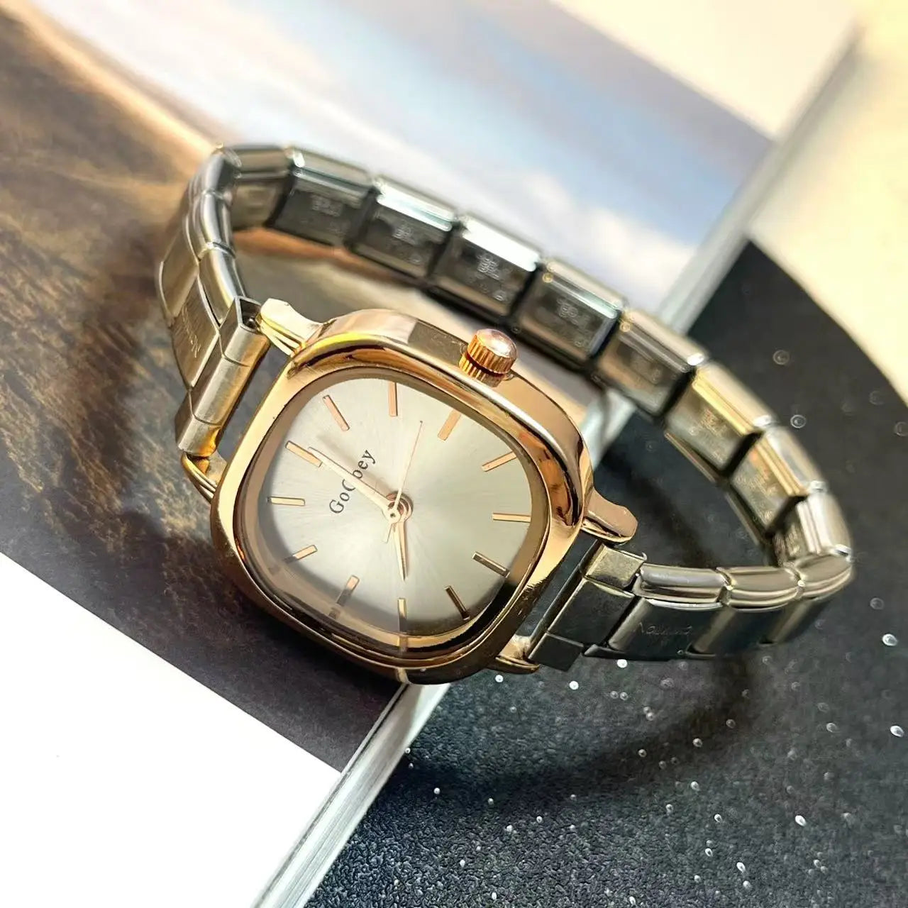Chic Design Minimalist Women Men Squarel Quartz Watch Stainless Steel Strap Fashion Party Birthday Daily Perfect Gift