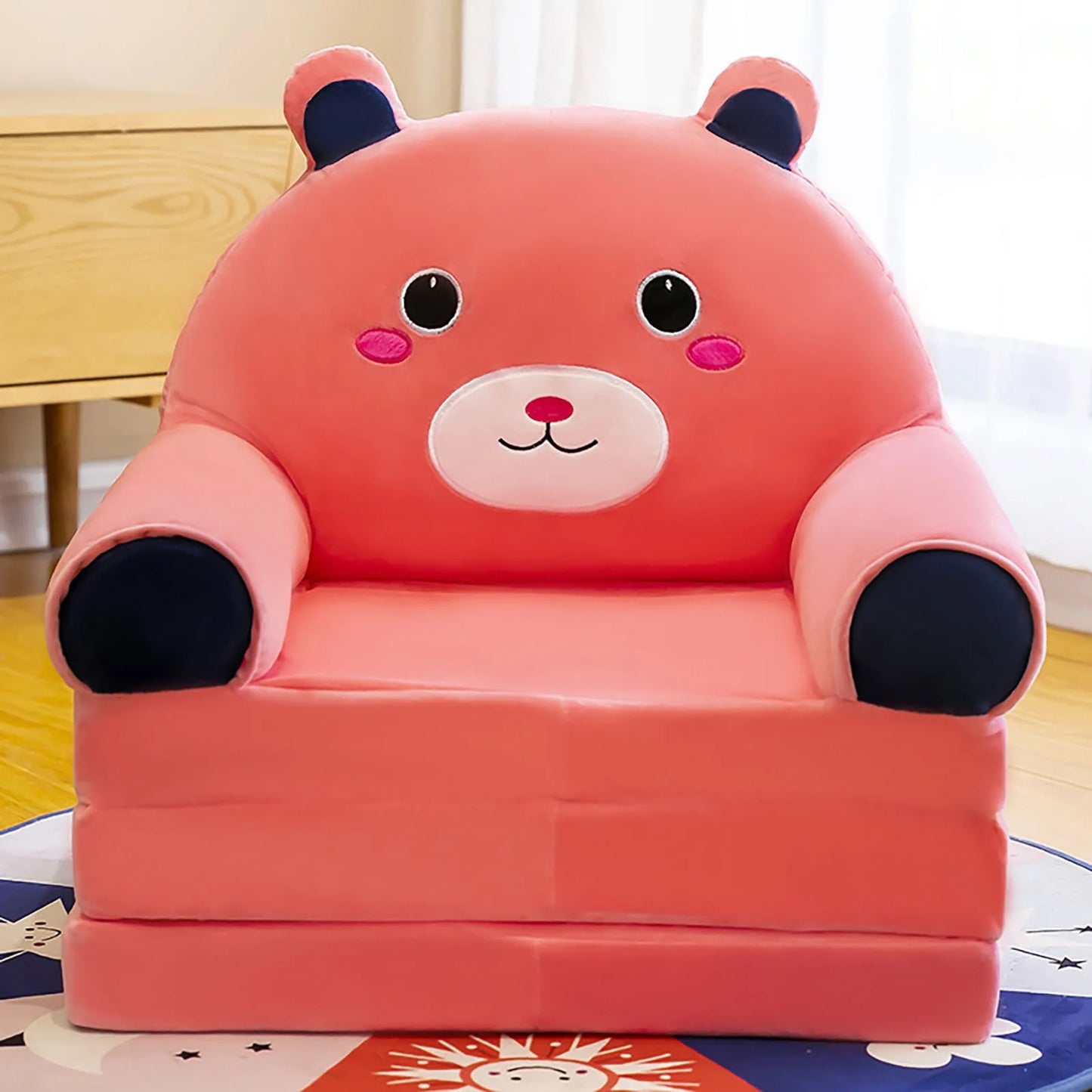 Support Seat Plush Soft Stuffed Animals Lazy Fold Sofa Cover Removed and Washed for Nursery Playing Room Home Small Child Seat