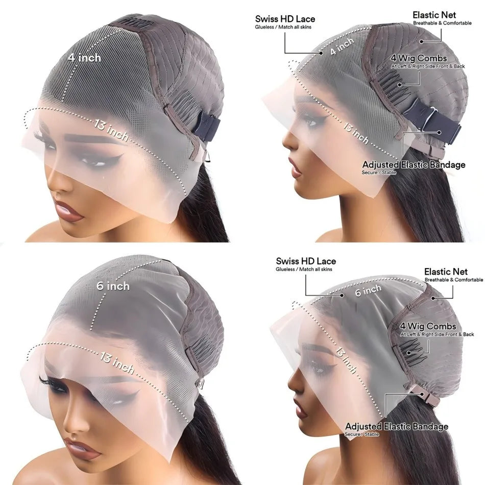 Deep Wave Lace Frontal Wig Chocolate Brown,13X6 Human Hair Wigs, Hd Lace 100% Human Hair 250 Density, Brazilian Hair Wig.