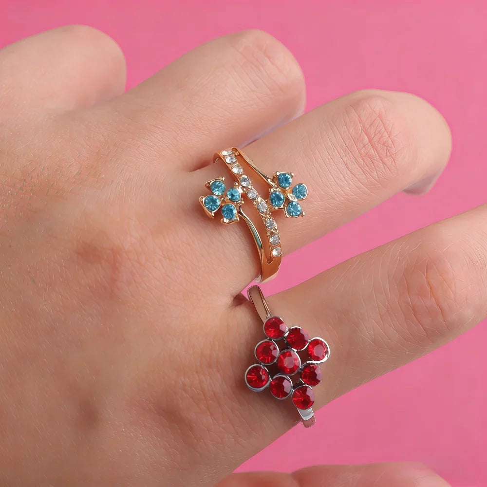 6/8/12/24/48/100pieces Fashion Colorful Rhinestone Ring Set for Women